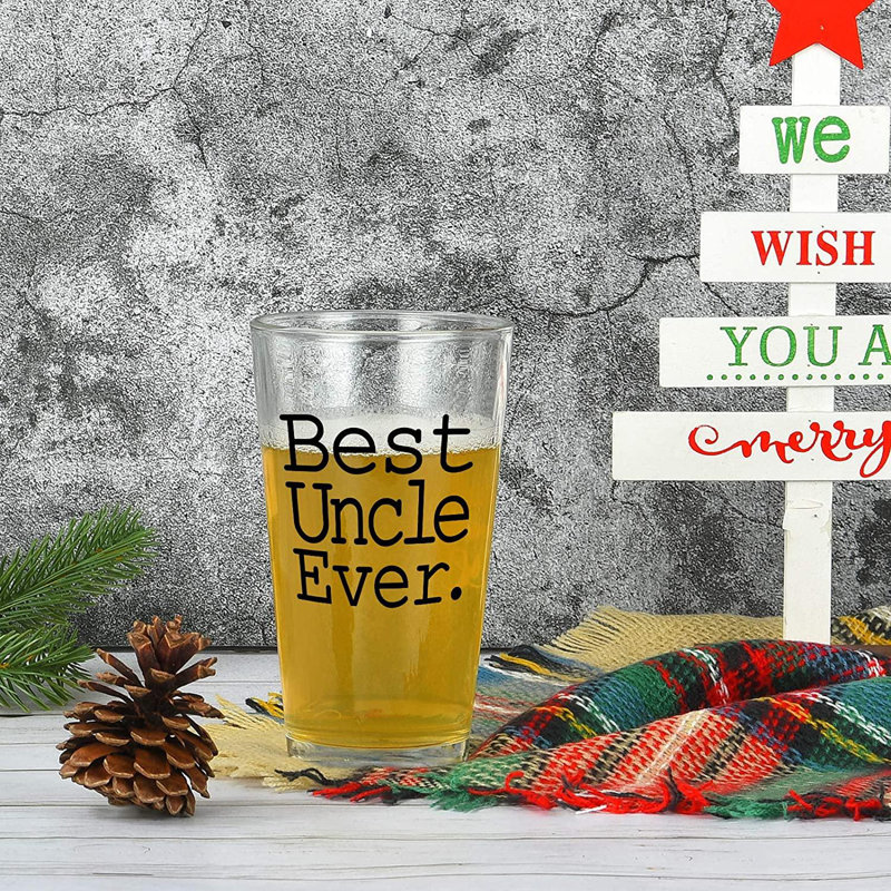 Battle Cow Best Uncle Ever Beer Glass, Great Uncle Beer Pint Glass For